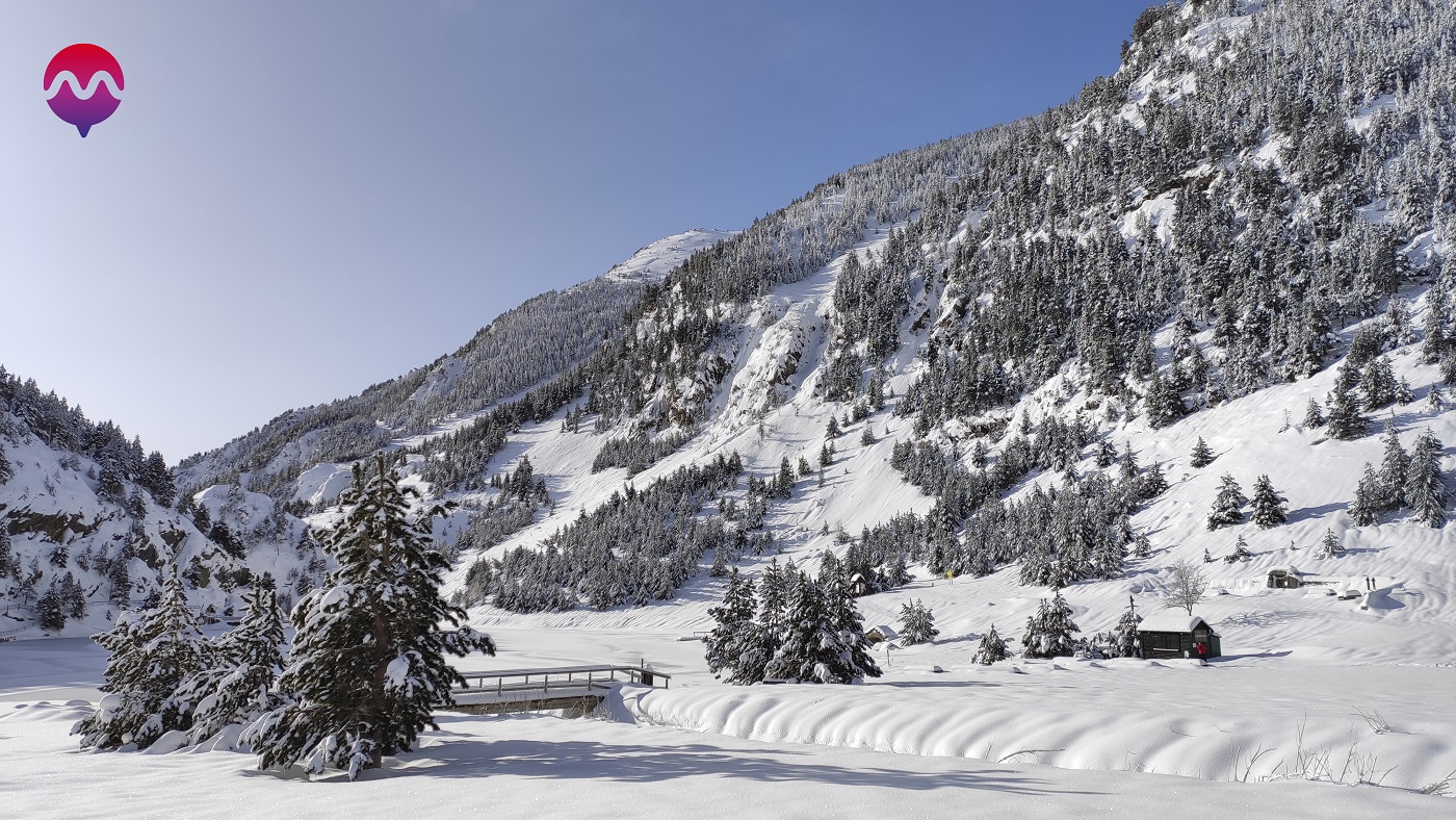 La gran nevada de la llevantada Glòria, a l’estació de la Vall de Núria